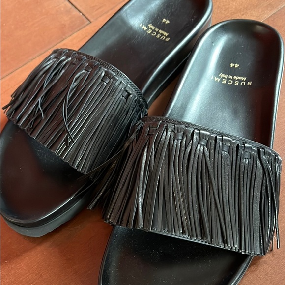 Buscemi Leather Fringe Slides - Picture 3 of 3